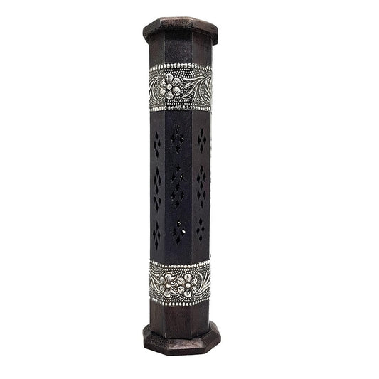 Floral Incense Tower Black 12 inch