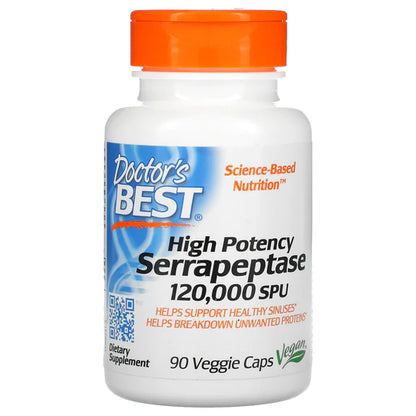 Doctor's Best High Potency Serrapeptase, 120,000 SPU, 90 VegeCaps: Buy More & Save More!
