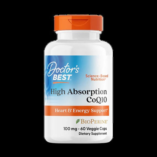 Doctor's Best High Absorption CoQ10 with BioPerine, 100mg 60 Veggie Capsules