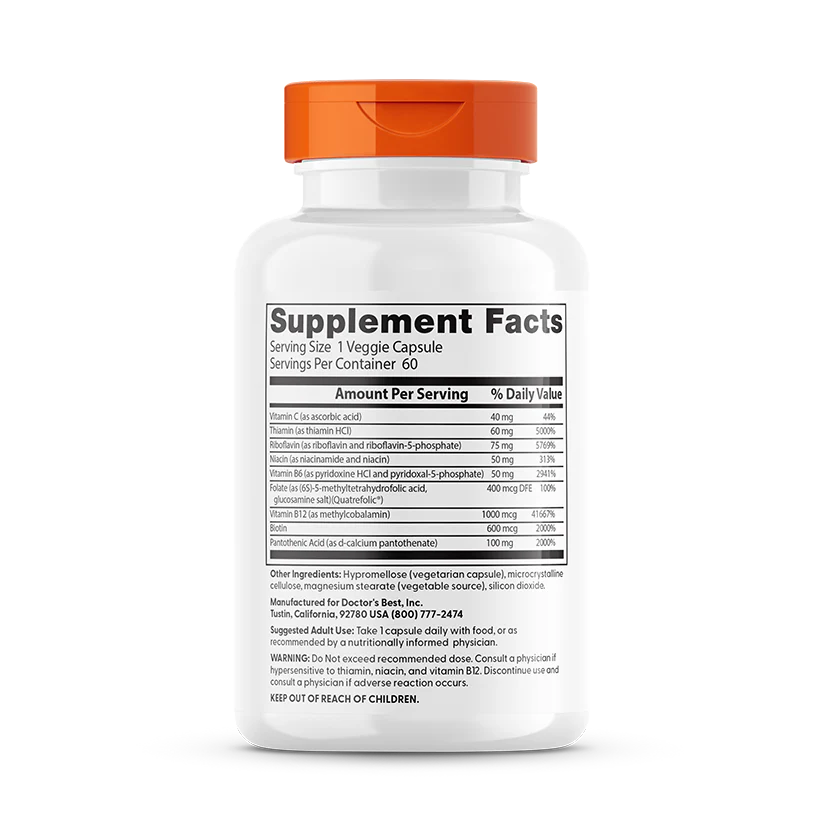 Doctor's Best Fully Active B Complex with Quatrefolic, 60 Veggie Caps