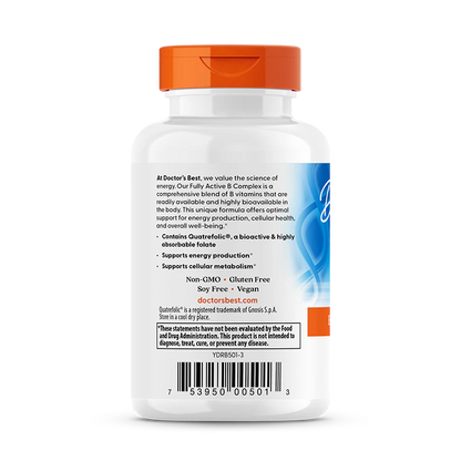Doctor's Best Fully Active B Complex with Quatrefolic, 60 Veggie Caps