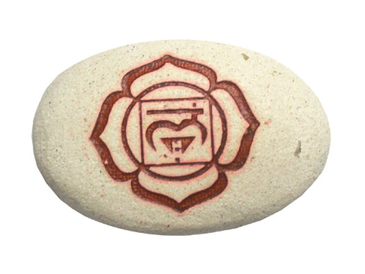 Chakra River Stone Red Engraved