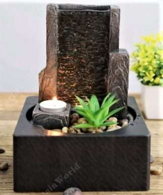 Water Feature Zen with Candle and Plant WF49