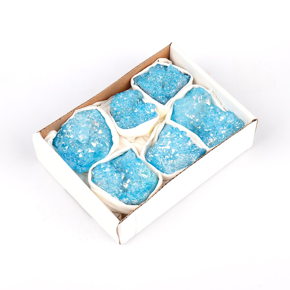 Mini Crystal Tray Aura Geode Quartz - Aqua Blue