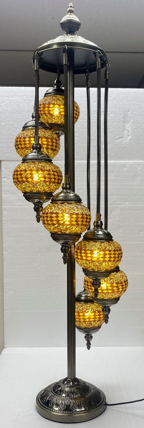 Turkish Mosaic Floor Lamp 7 Tier Yellow (P8660)