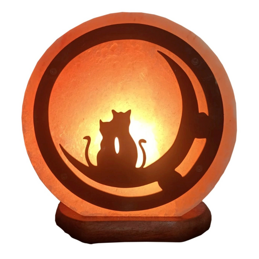 Authentic Himalayan Salt Lamp Cats & Moon