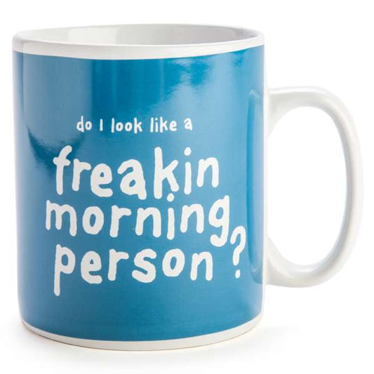 Morning Person Giant Mug
Huge coffee mug with white text
"Do I look like a freakin morning person?" text
Can hold 900ml of coffee!
Perfect for the caffeine lover's morning fix

SPECIFICATION

110(L) x 110(W) x 125(H) mm

1st Stop, Marshall's Health Shop, Gift Shop!

SKU: RO-GCM/MP