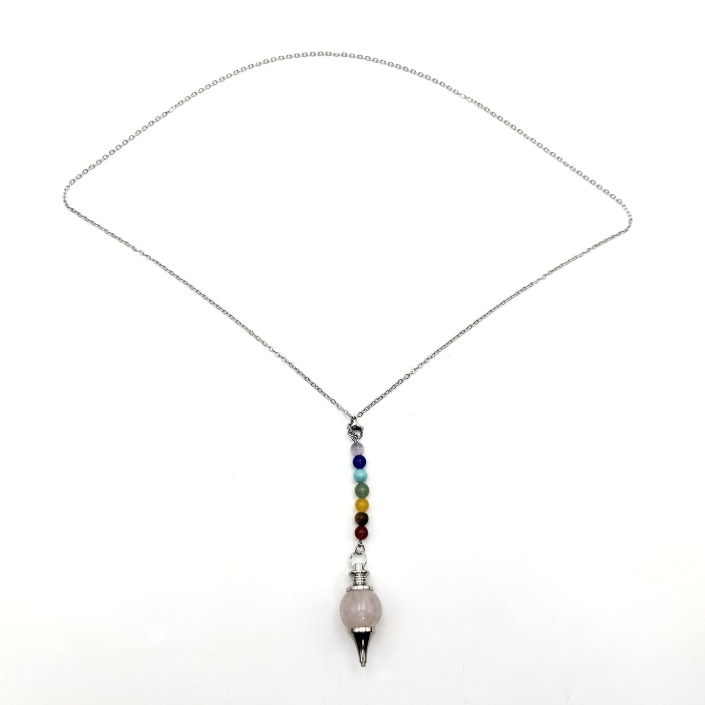 Pendulum Necklace Rose Quartz Chakra Beads