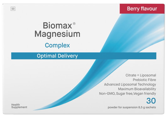 Biomax Magnesium Complex Advanced Delivery Citrate + LIPOSOMAL 250mg, 30 Berry Flavoured Sachets