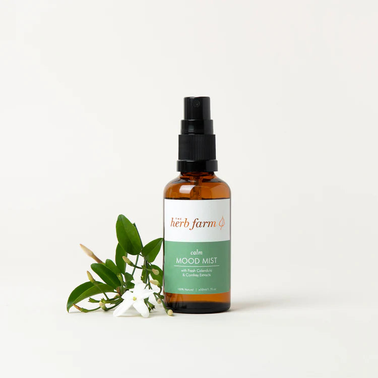The Herb Farm Calm Mood Mist

Our Calm Mood Mist contains soothing and calming pure essential oils to create a cloud of calm around you and bring peace to your busy day and mind.

Our&nbsp;Calendula &amp; Comfrey Extracts&nbsp;support radiant skin health while soothing and calming your skin.

Relaxing New Zealand Lavender Essential Oil is renowned for its harmonising effect on our nervous system.

Jasmine Essential Oil calms and soothes your skin and mind, bringing positivity filled calm to your day.

Suita