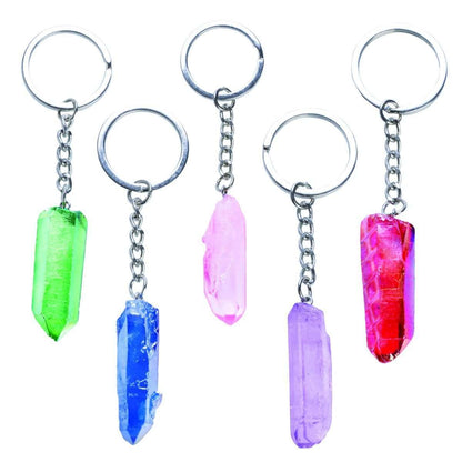 Gemstone Aura Quartz Point Keychain