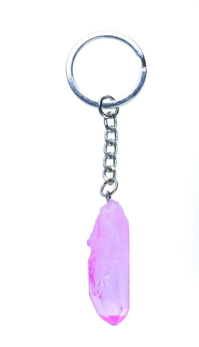 Gemstone Aura Quartz Point Keychain