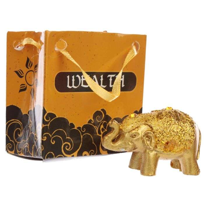 Metallic Glitter Lucky Elephant in a Mini Gift Bag