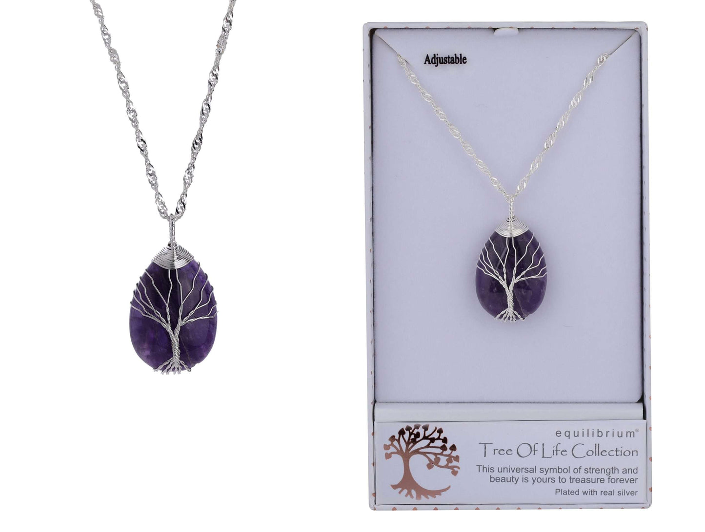 Equilibrium Necklace Tree Of Life Teardrop Amethyst