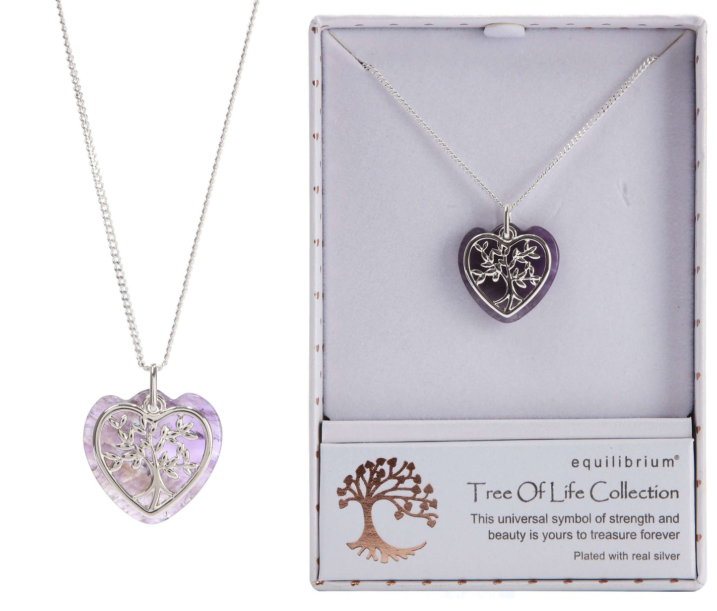 Equilibrium Necklace Tree Of Life Heart Amethyst