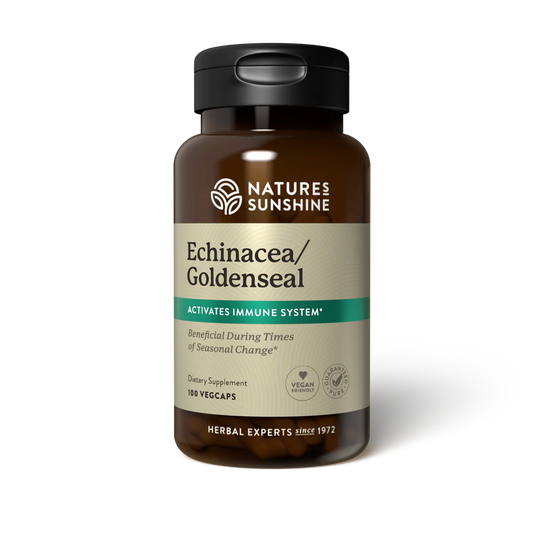 Natures Sunshine Echinacea Goldenseal 100 Vege Capsules

Echinacea/Goldenseal provides support for the immune system. It combines two species of Echinacea (Echinacea Purpurae and Echinacea angustifolia) that support normal functions of clearing toxins and maintaining wellness.

Goldenseal root contains the powerful alkaloids berberine and hydrastine provide soothing support for tissue and the immune system by promoting the healthy mucous.

1st Stop, Marshall's Health Shop!
