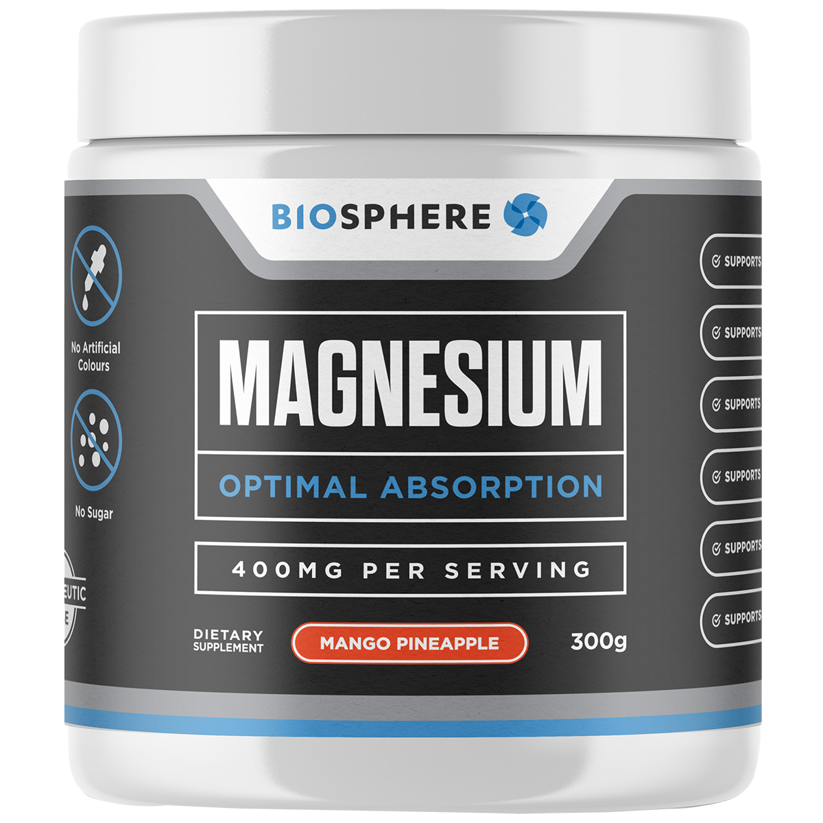 Biosphere Magnesium 400mg Powder Mango & Pineapple 300g