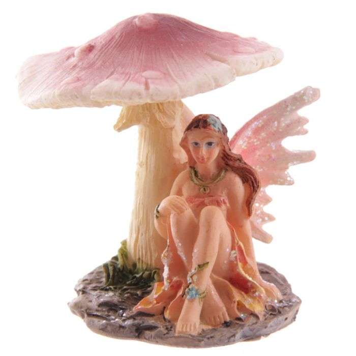 Flower Fairy Resting Under Mushroom