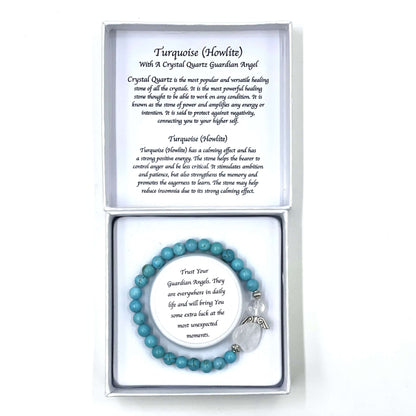 Turquoise Crystal Heart Guardian Angel Bracelet