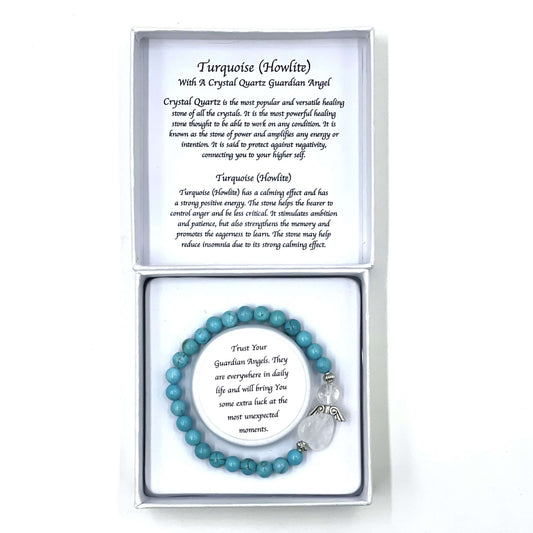 Turquoise Crystal Heart Guardian Angel Bracelet