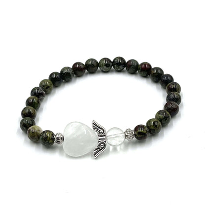 Dragon Blood Jasper Crystal Heart Guardian Angel Bracelet