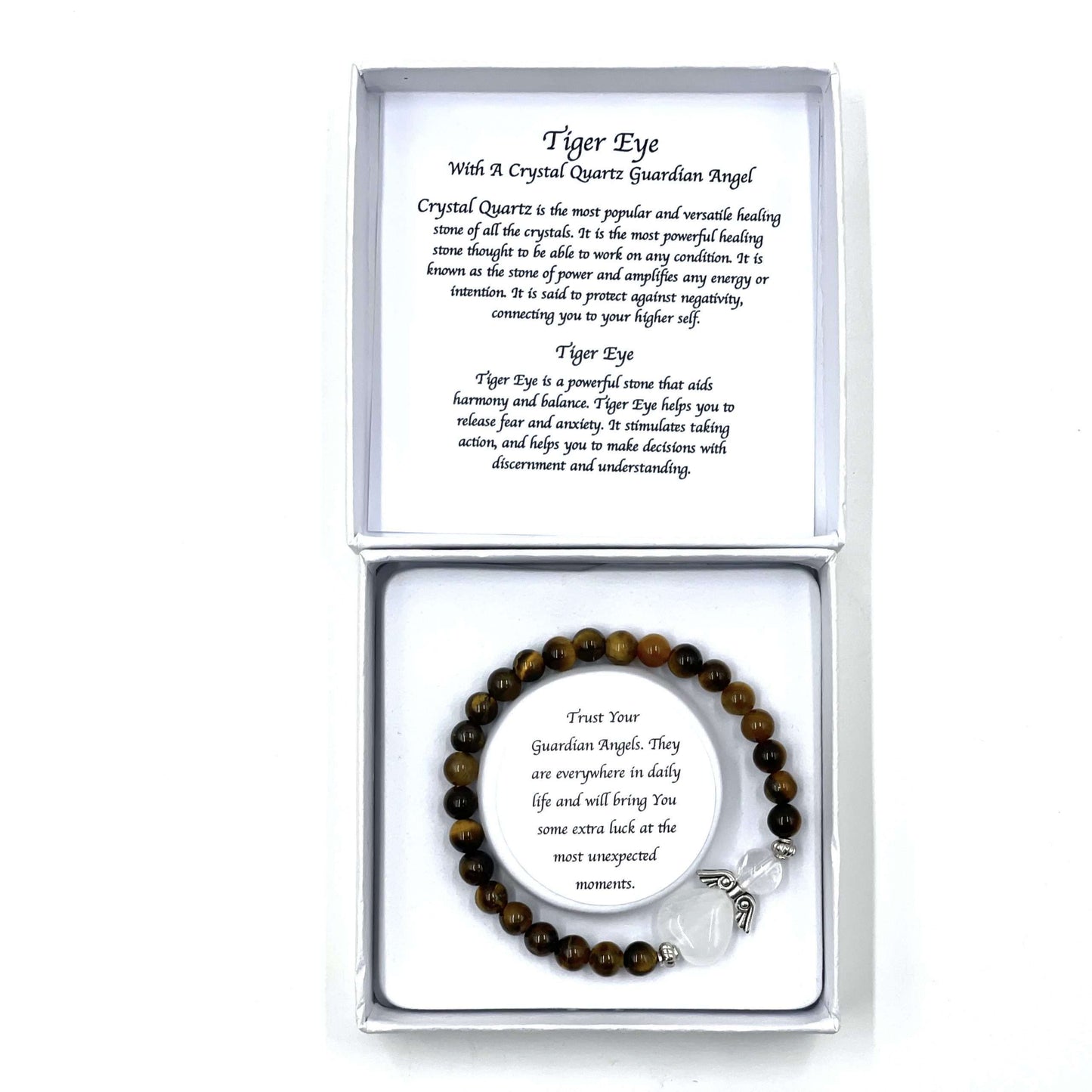 Tiger Eye Crystal Heart Guardian Angel Bracelet