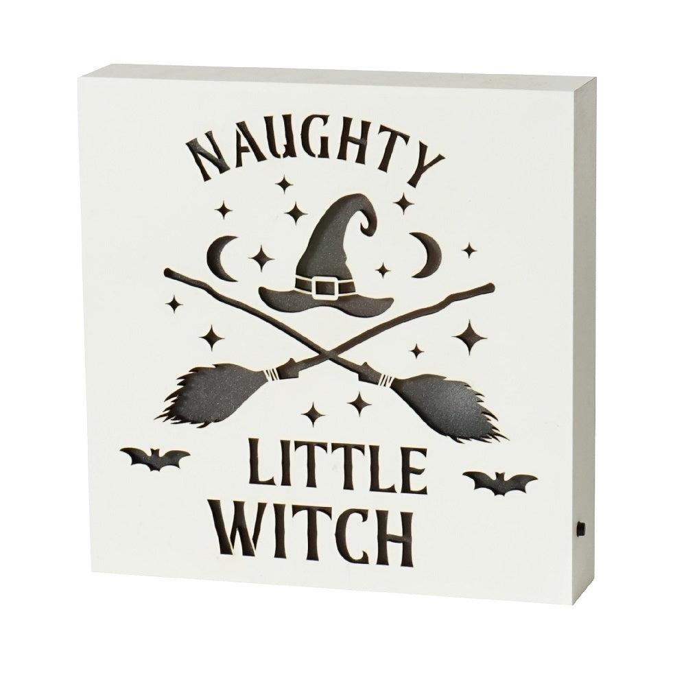 Naughty Witch Colour Changing LED Plaque