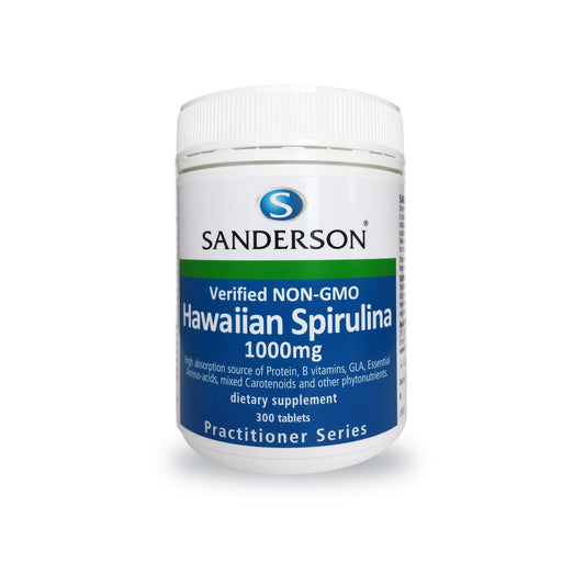 SANDERSON Verified non-GMO Hawaiian Spirulina 1000mg 300 Tablets