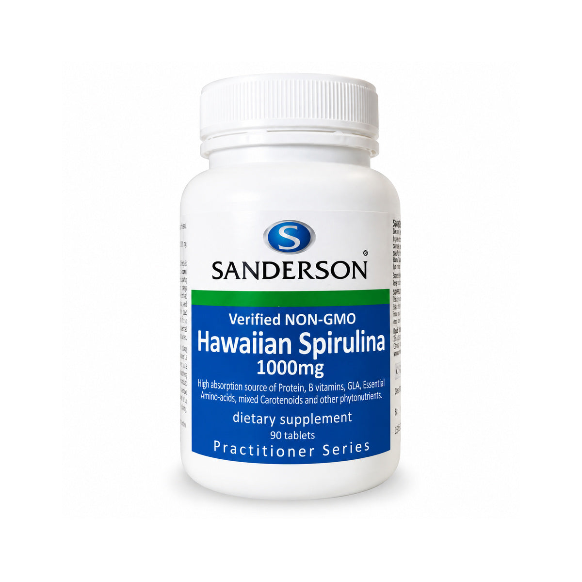 SANDERSON Verified non-GMO Hawaiian Spirulina 1000mg