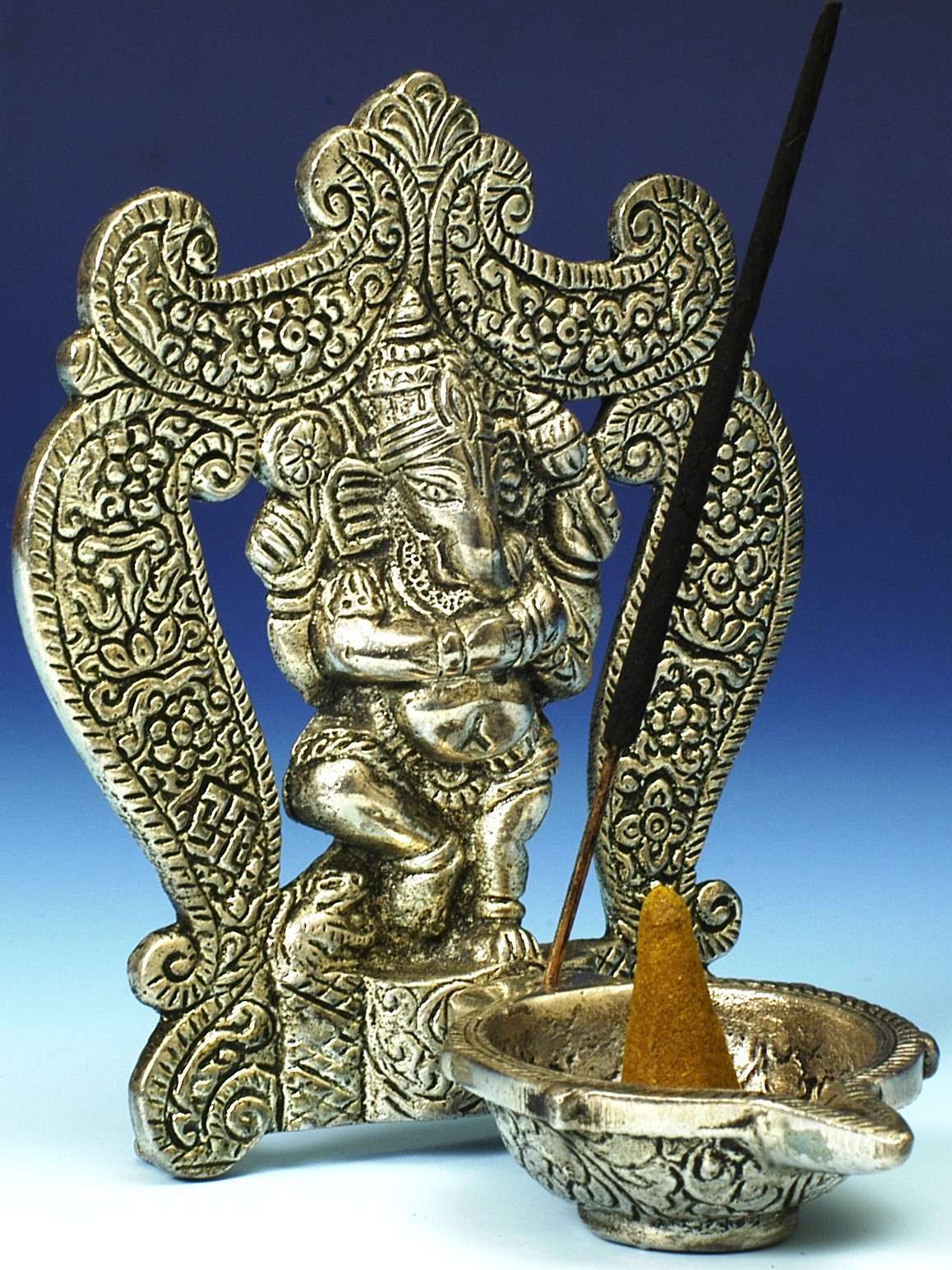 White Metal Incense & Cone Burner