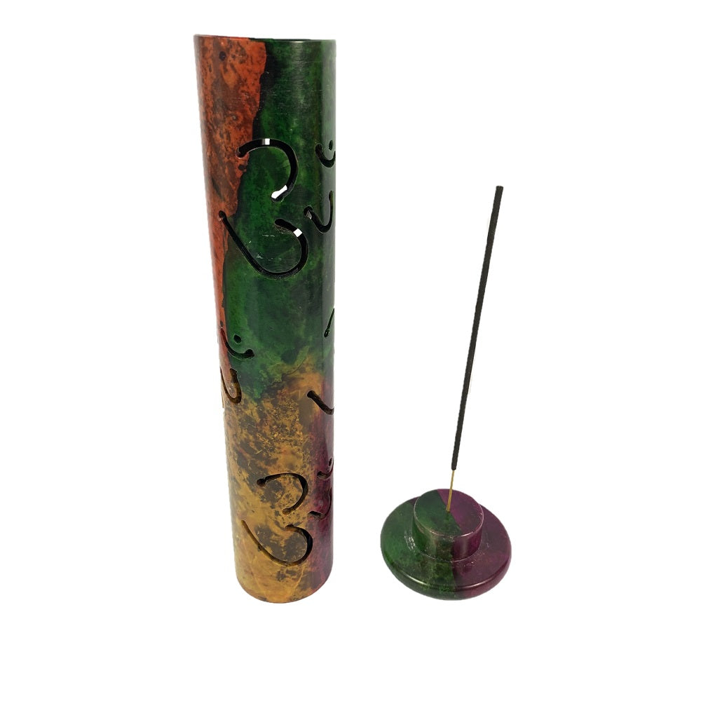 OM Soapstone Incense Tower