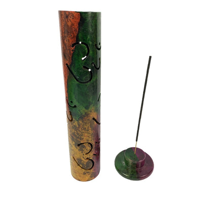 OM Soapstone Incense Tower