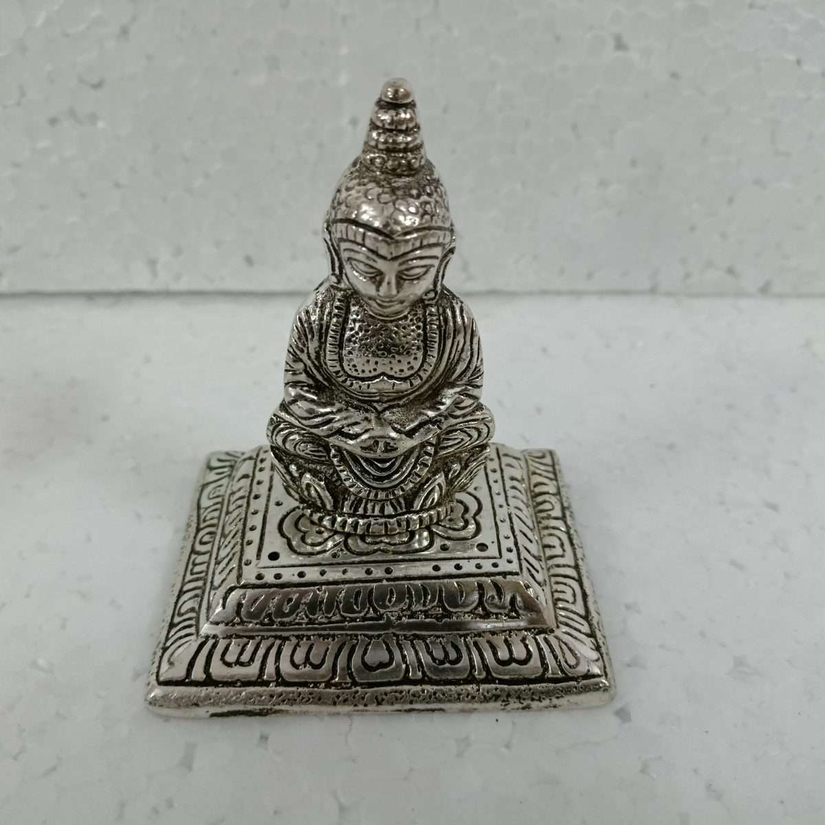 White Metal Square Buddha Incense Holder