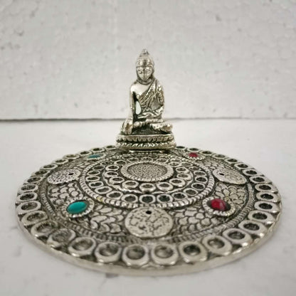 White Round Buddha Incense Holder