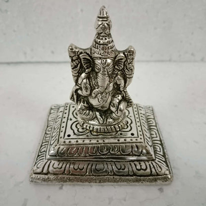 White Square Ganesha Incense Holder