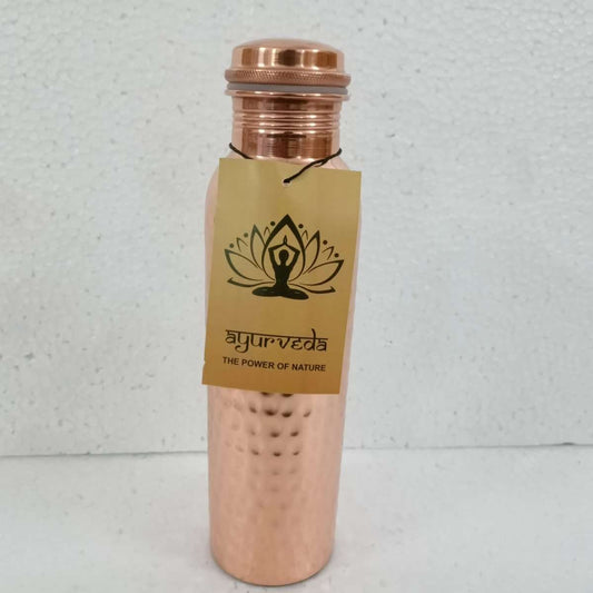 Ayurveda Copper Hammered Water Bottle 1L - CW2  A gorgeous handcrafted bottle made out of pure copper that will purify & alkalise water to promote health and wellbeing.