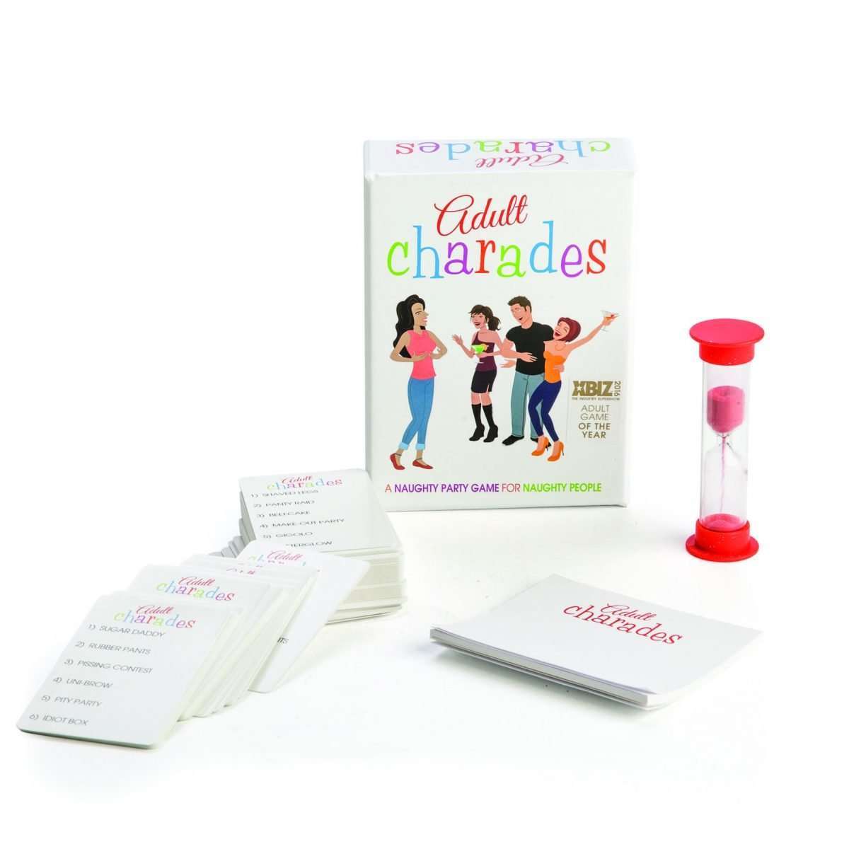 Adult Charades Game
A re-imagining of the classic game to make a naughty party game for naughty people
Players act out rude suggestions and their teammates try to guess as many answers as possible within the time limit
Game includes 80 Charade cards with 6 charades each, a one-minute timer and a score pad
9.5(L) x 4(W) x 12(H) cm
Colour box

1st Stop, Marshall's Health Shop, Gift Shop!

SKU: KG-ACG