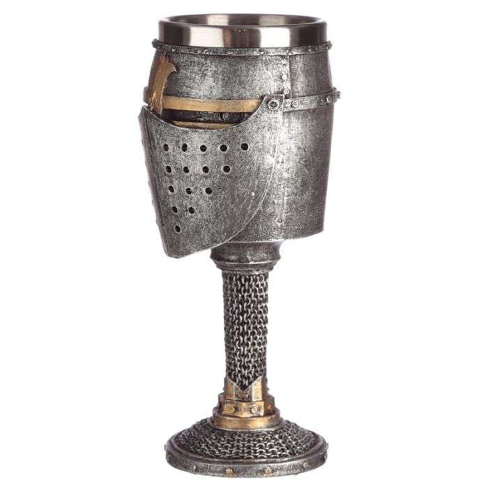 Decorative Medieval Helmet and Chain Mail Goblet