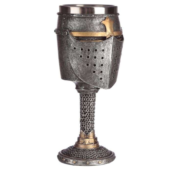 Decorative Medieval Helmet and Chain Mail Goblet