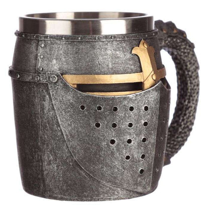 Decorative Medieval Helmet and Chain Mail Tankard