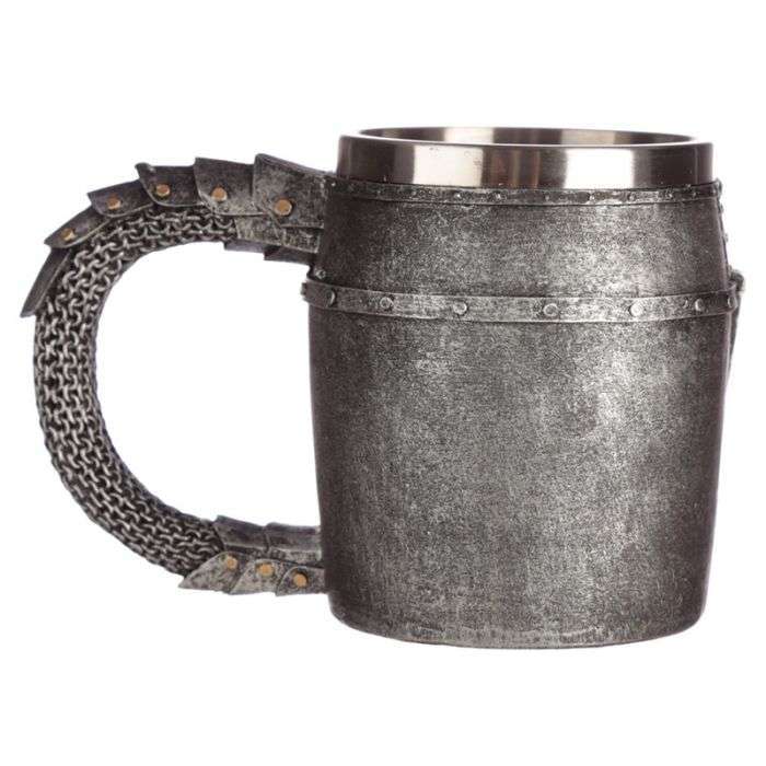 Decorative Medieval Helmet and Chain Mail Tankard