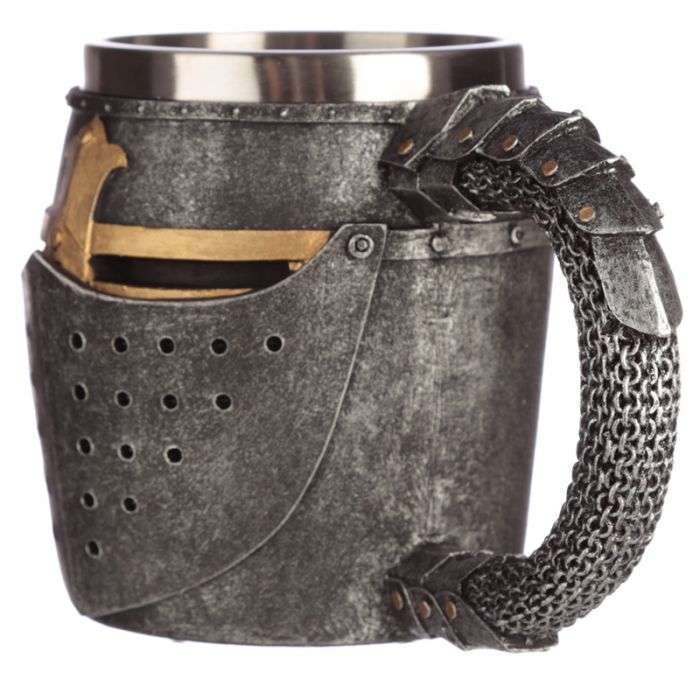 Decorative Medieval Helmet and Chain Mail Tankard