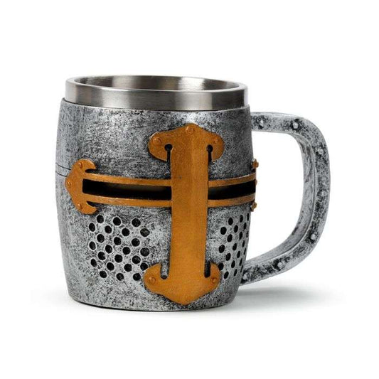 Decorative Medieval Knight Silver/Gold Helmet Tankard