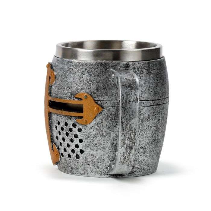Decorative Medieval Knight Silver/Gold Helmet Tankard