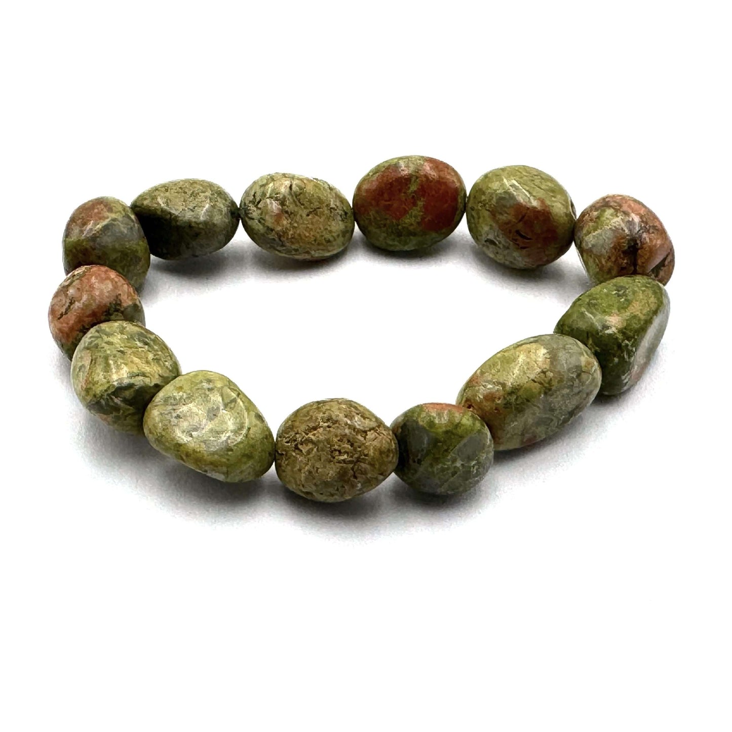 Large Beaded Bracelet Dark Unakite