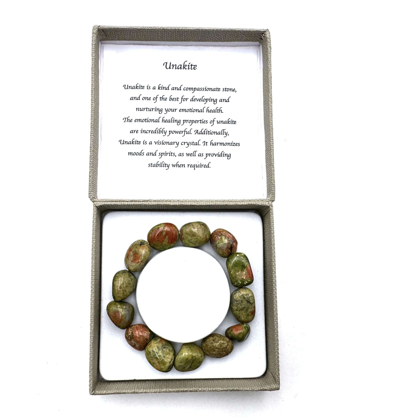 Large Beaded Bracelet Dark Unakite