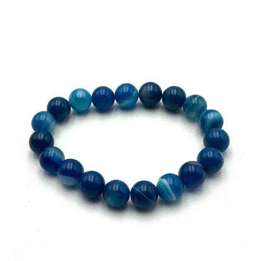 Aqua Blue Banded Agate Bracelet 10mm