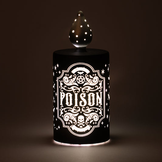 Alchemy LED Light Poison Flame Lamp

Is it really Poison? Would you dare to take a sip?

Product Description:
Battery powered, poison bottle shaped, LED light. To operate: Simply slide the switch on the underside of the light. Battery not included.

Weight &amp; Dimensions (approx.):
H: 18cm (7.09″) W: 7.5cm (2.95″) D: 7.5cm (2.95″) Weight: 184g (6.49oz)

1st Stop, Marshall's Health Shop, Gift Shop!