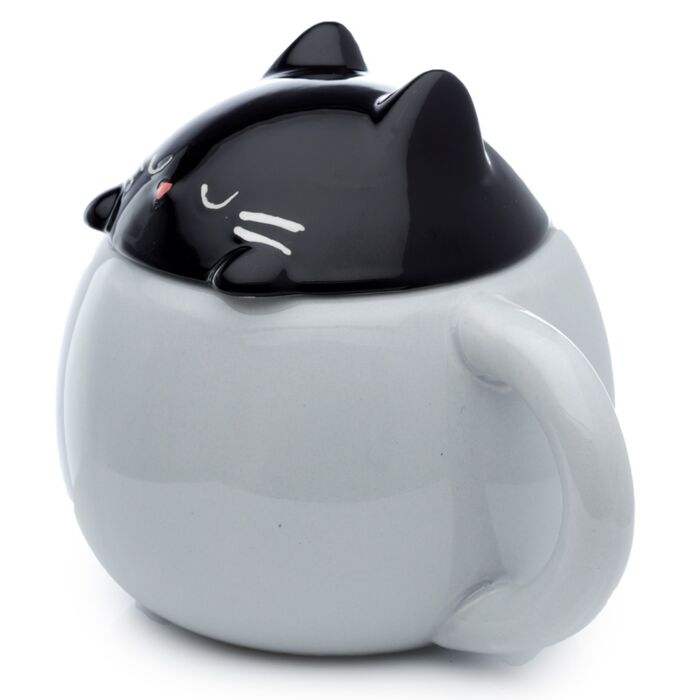 Feline Fine Black Cat Ceramic Animal Mug