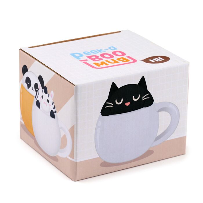 Feline Fine Black Cat Ceramic Animal Mug
